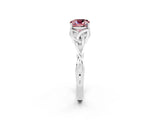 White gold Cushion Cut Morganite Solitaire Engagement Ring with Celtic Knot Band and Four-Prong Setting_2