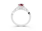 White gold Cushion Cut Morganite Solitaire Engagement Ring with Celtic Knot Band and Four-Prong Setting_3