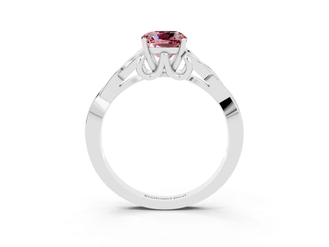 White gold Cushion Cut Morganite Solitaire Engagement Ring with Celtic Knot Band and Four-Prong Setting_3