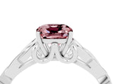 White gold Cushion Cut Morganite Solitaire Engagement Ring with Celtic Knot Band and Four-Prong Setting_4