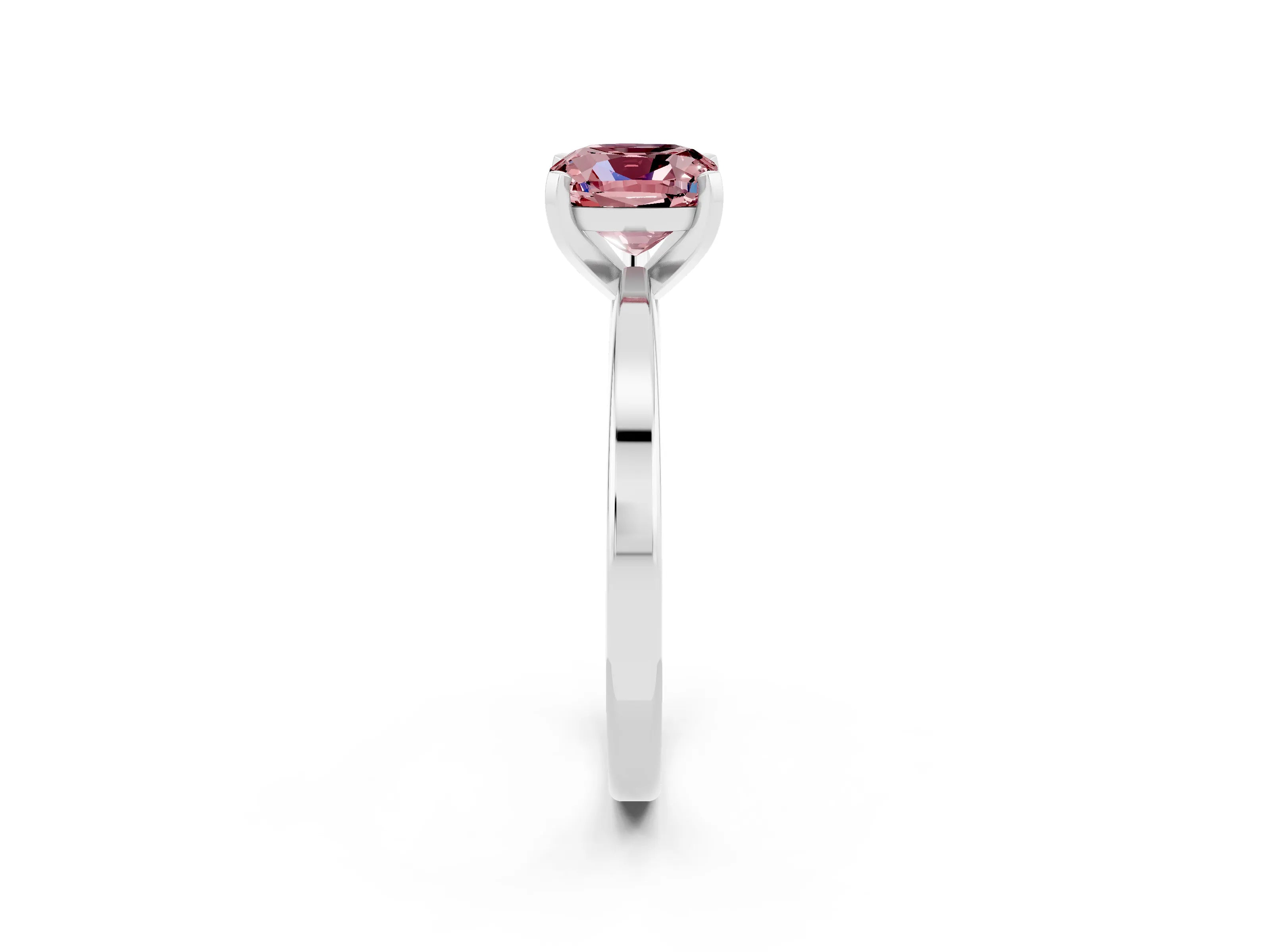 White gold Cushion Cut Morganite Solitaire Engagement Ring with Classic Band and Four-Prong Setting_26