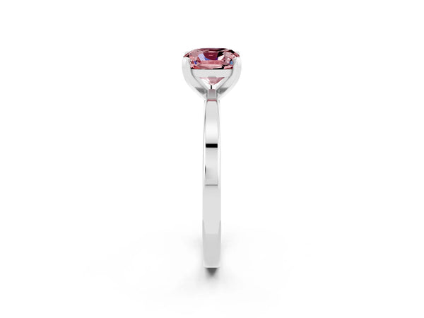 White gold Cushion Cut Morganite Solitaire Engagement Ring with Classic Band and Four-Prong Setting