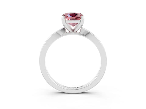 White gold Cushion Cut Morganite Solitaire Engagement Ring with Classic Band and Four-Prong Setting_27