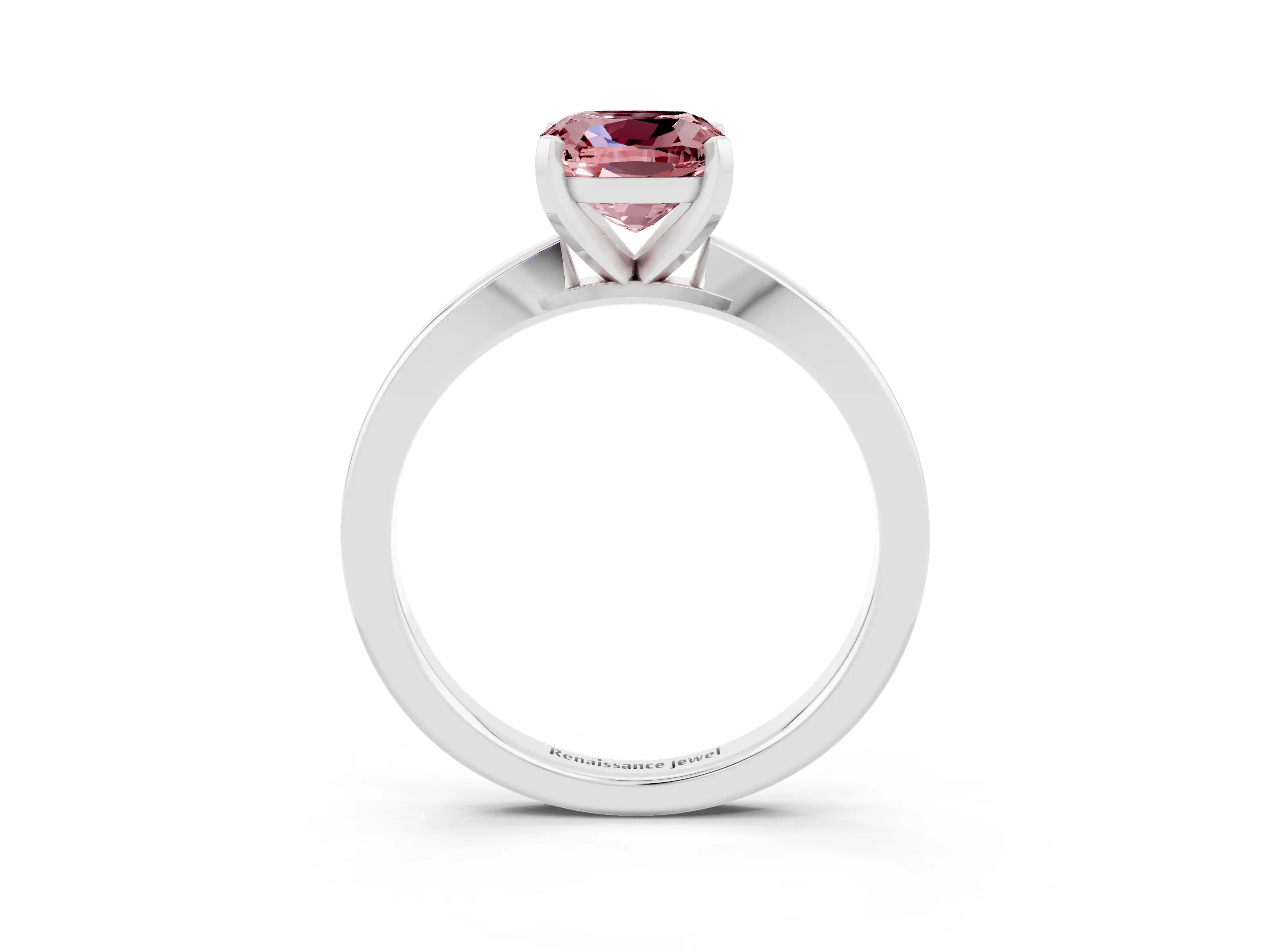 White gold Cushion Cut Morganite Solitaire Engagement Ring with Classic Band and Four-Prong Setting_27