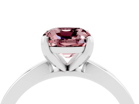 White gold Cushion Cut Morganite Solitaire Engagement Ring with Classic Band and Four-Prong Setting_28