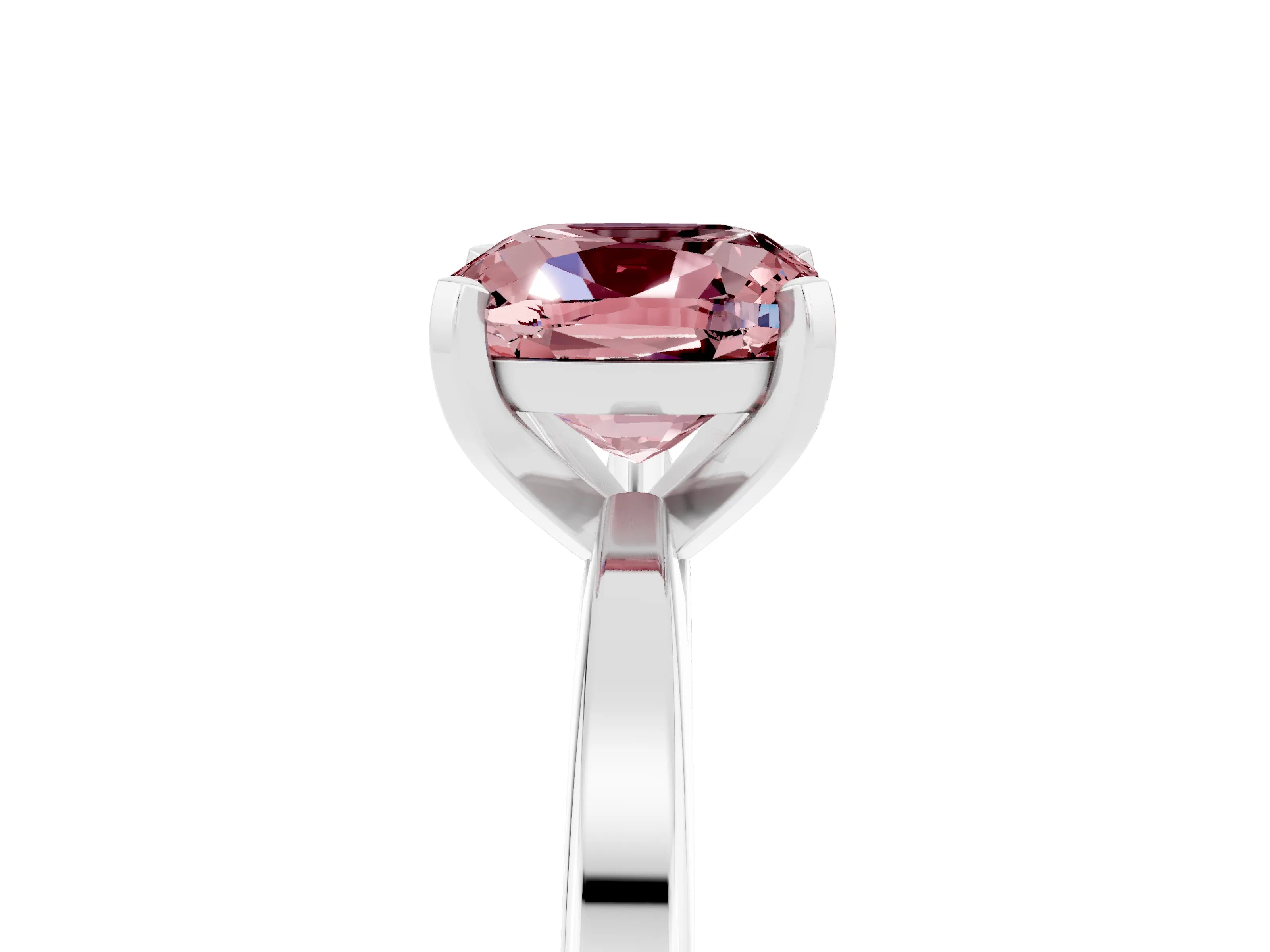 White gold Cushion Cut Morganite Solitaire Engagement Ring with Classic Band and Four-Prong Setting_29