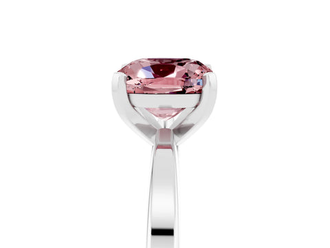 White gold Cushion Cut Morganite Solitaire Engagement Ring with Classic Band and Four-Prong Setting_29