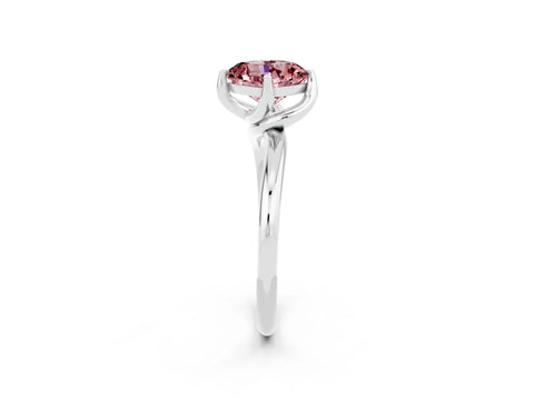 White gold Cushion Cut Morganite Solitaire Engagement Ring with Four-Prong Setting and Classic Band_14