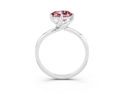 White gold Cushion Cut Morganite Solitaire Engagement Ring with Four-Prong Setting and Classic Band_15