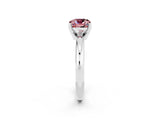 White gold Cushion Cut Morganite Solitaire Engagement Ring with Round Band and Four-Prong Setting_2