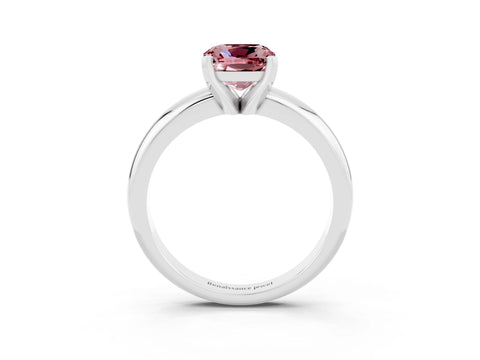 White gold Cushion Cut Morganite Solitaire Engagement Ring with Round Band and Four-Prong Setting_3