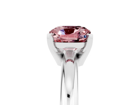 White gold Cushion Cut Morganite Solitaire Engagement Ring with Round Band and Four-Prong Setting_5