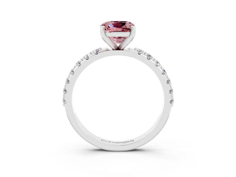 White gold Cushion Cut Morganite Solitaire Pavé Band with Four-Prong Setting_3