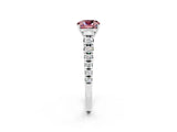 White gold Cushion Cut Morganite Solitaire Ring with Cathedral Setting and Pavé Band_2