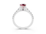 White gold Cushion Cut Morganite Solitaire Ring with Cathedral Setting and Pavé Band_3