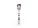 White gold Cushion Cut Morganite Solitaire Ring with Filigree Band and Four-Prong Setting_26