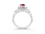 White gold Cushion Cut Morganite Solitaire Ring with Filigree Band and Four-Prong Setting_27