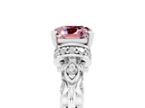 White gold Cushion Cut Morganite Solitaire Ring with Filigree Band and Four-Prong Setting_29