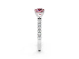 White gold Cushion Cut Morganite Solitaire Ring with Pavé Accents and Four-Prong Setting_2