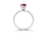 White gold Cushion Cut Morganite Solitaire Ring with Pavé Accents and Four-Prong Setting_3