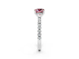 White gold Cushion Cut Morganite Solitaire Ring with Pavé Band and Four-Prong Setting_14