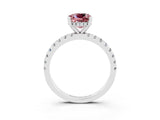 White gold Cushion Cut Morganite Solitaire Ring with Pavé Band and Four-Prong Setting_15