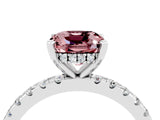 White gold Cushion Cut Morganite Solitaire Ring with Pavé Band and Four-Prong Setting_16