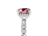 White gold Cushion Cut Morganite Solitaire Ring with Pavé Band and Four-Prong Setting_17