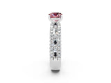 White gold Cushion Cut Morganite Solitaire Ring with Pavé and Channel Set Band_2