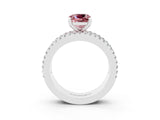 White gold Cushion Cut Morganite Solitaire Ring with Pavé and Channel Set Band_3