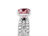 White gold Cushion Cut Morganite Solitaire Ring with Pavé and Channel Set Band_5