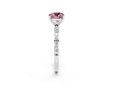White gold Cushion Cut Morganite Solitaire Ring with Pave Band and Four Prong Setting_14