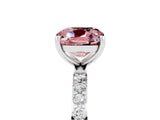 White gold Cushion Cut Morganite Solitaire Ring with Pave Band and Four Prong Setting_17