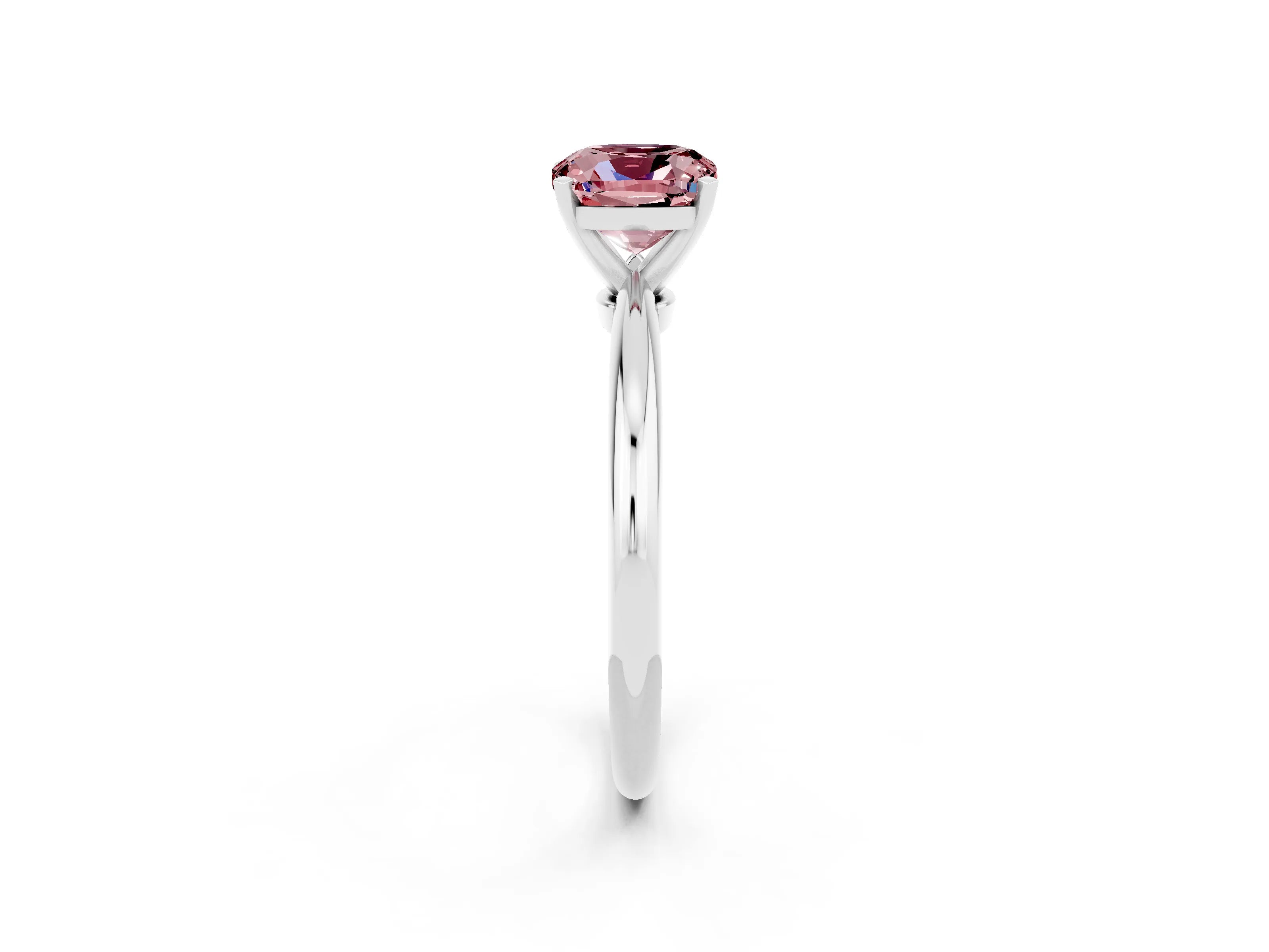 White gold Cushion Cut Morganite Solitaire Ring with Six-Prong Setting and Classic Band_2