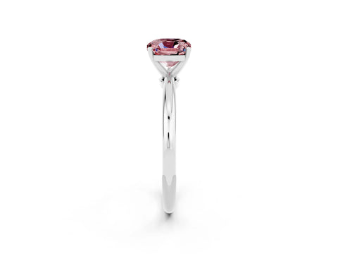 White gold Cushion Cut Morganite Solitaire Ring with Six-Prong Setting and Classic Band_2