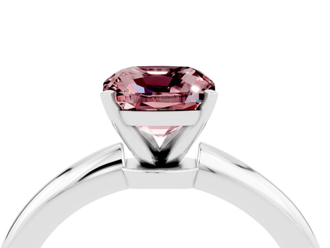 White gold Cushion Cut Morganite Solitaire Ring with Six-Prong Setting and Classic Band_4