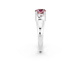 White gold Cushion Cut Morganite Solitaire Ring with Wide Band and Prong Setting_2