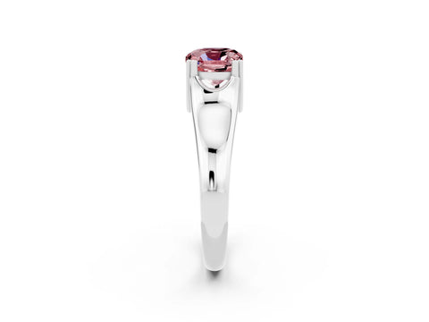 White gold Cushion Cut Morganite Solitaire Ring with Wide Band and Prong Setting_2