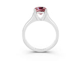 White gold Cushion Cut Morganite Solitaire Ring with Wide Band and Prong Setting_3
