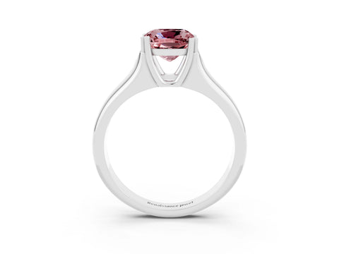 White gold Cushion Cut Morganite Solitaire Ring with Wide Band and Prong Setting_3