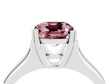 White gold Cushion Cut Morganite Solitaire Ring with Wide Band and Prong Setting_4