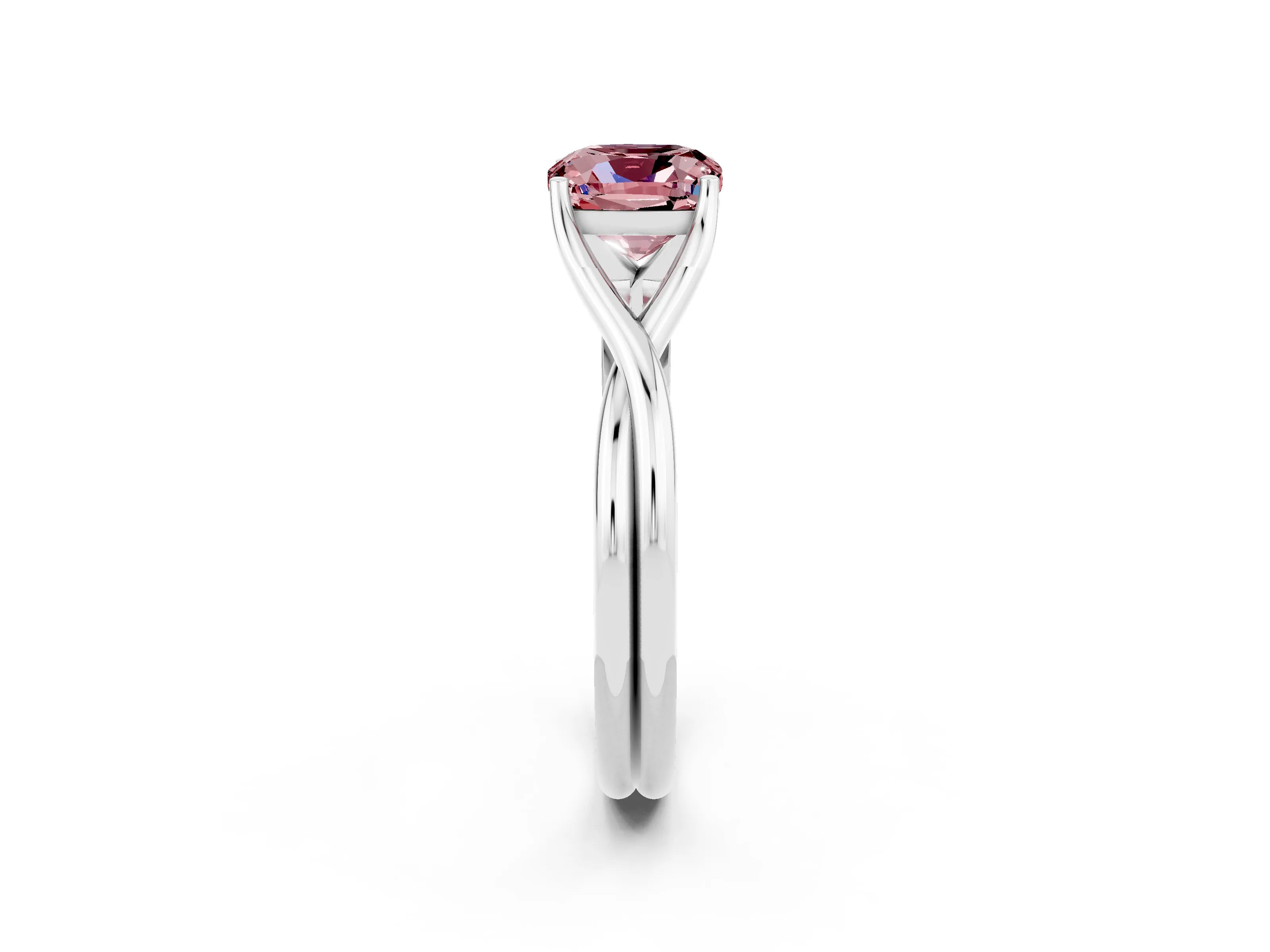 White gold Cushion Cut Morganite Solitaire Twist Band Prong Setting Ring_103