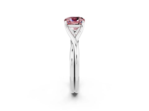 White gold Cushion Cut Morganite Solitaire Twist Band Prong Setting Ring_103