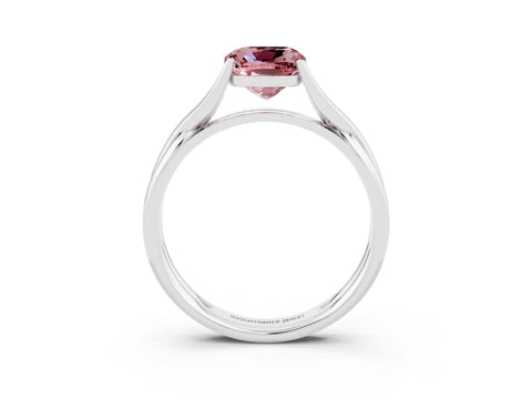 White gold Cushion Cut Morganite Solitaire Twist Band Prong Setting Ring_104
