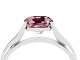 White gold Cushion Cut Morganite Solitaire Twist Band Prong Setting Ring_105