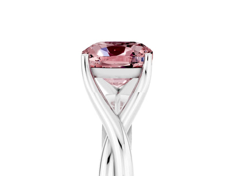 White gold Cushion Cut Morganite Solitaire Twist Band Prong Setting Ring_106
