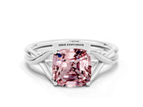 White gold Cushion Cut Morganite Solitaire Twist Band Prong Setting Ring_90