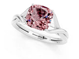 White gold Cushion Cut Morganite Solitaire Twist Band Prong Setting Ring_91
