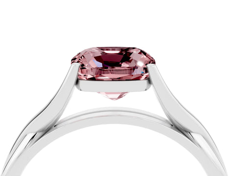 White gold Cushion Cut Morganite Solitaire Twist Band Prong Setting Ring_97