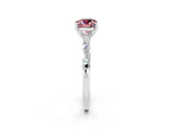 White gold Cushion Cut Morganite Solitaire with Side Baguettes and Channel Set Band_2